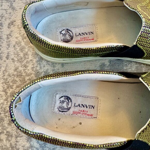 Lanvin Metallic Green-Gold Slip On Runners - Picture 7 of 9